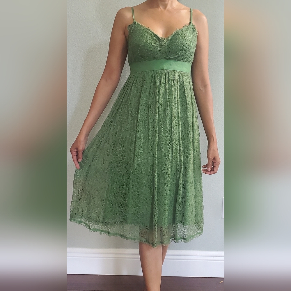Max Studio Green Lace Midi Dress